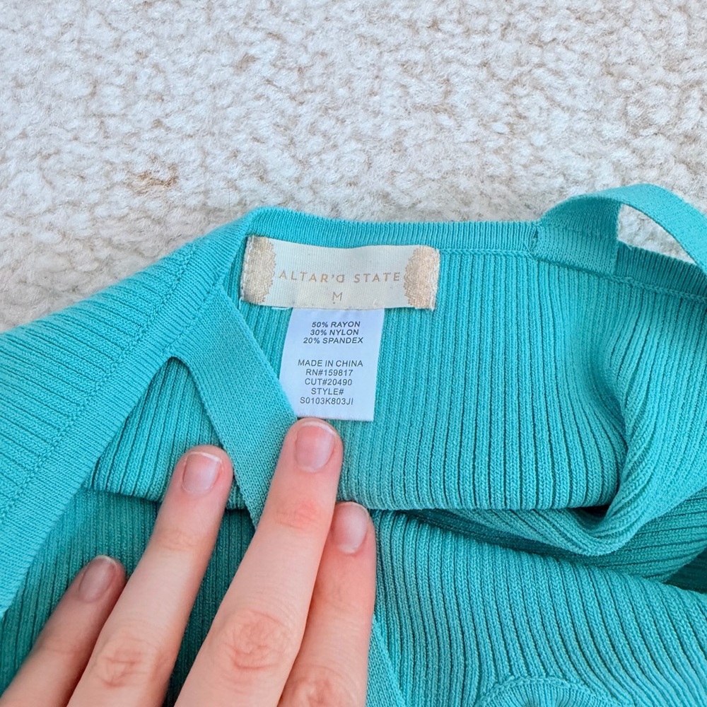 Turquoise Ribbed cami alters state - Picture 3 of 4